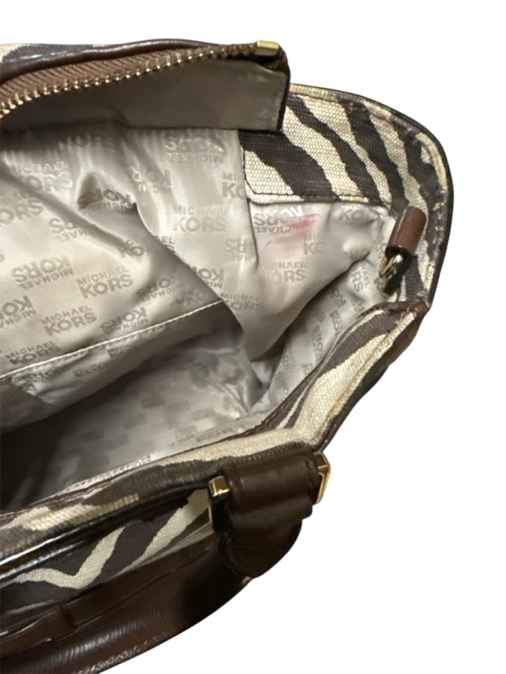 Michael Kors Kingsbury Zebra Striped Canvas Bucket Tote Bag - Picture 5 of 8